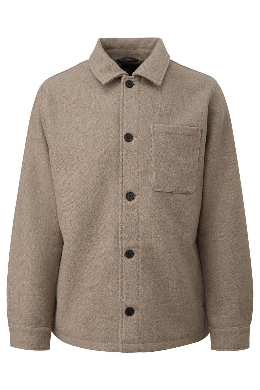 Beige heren s.Oliver jas van polyester met effen, lange mouwen en knoopsluiting