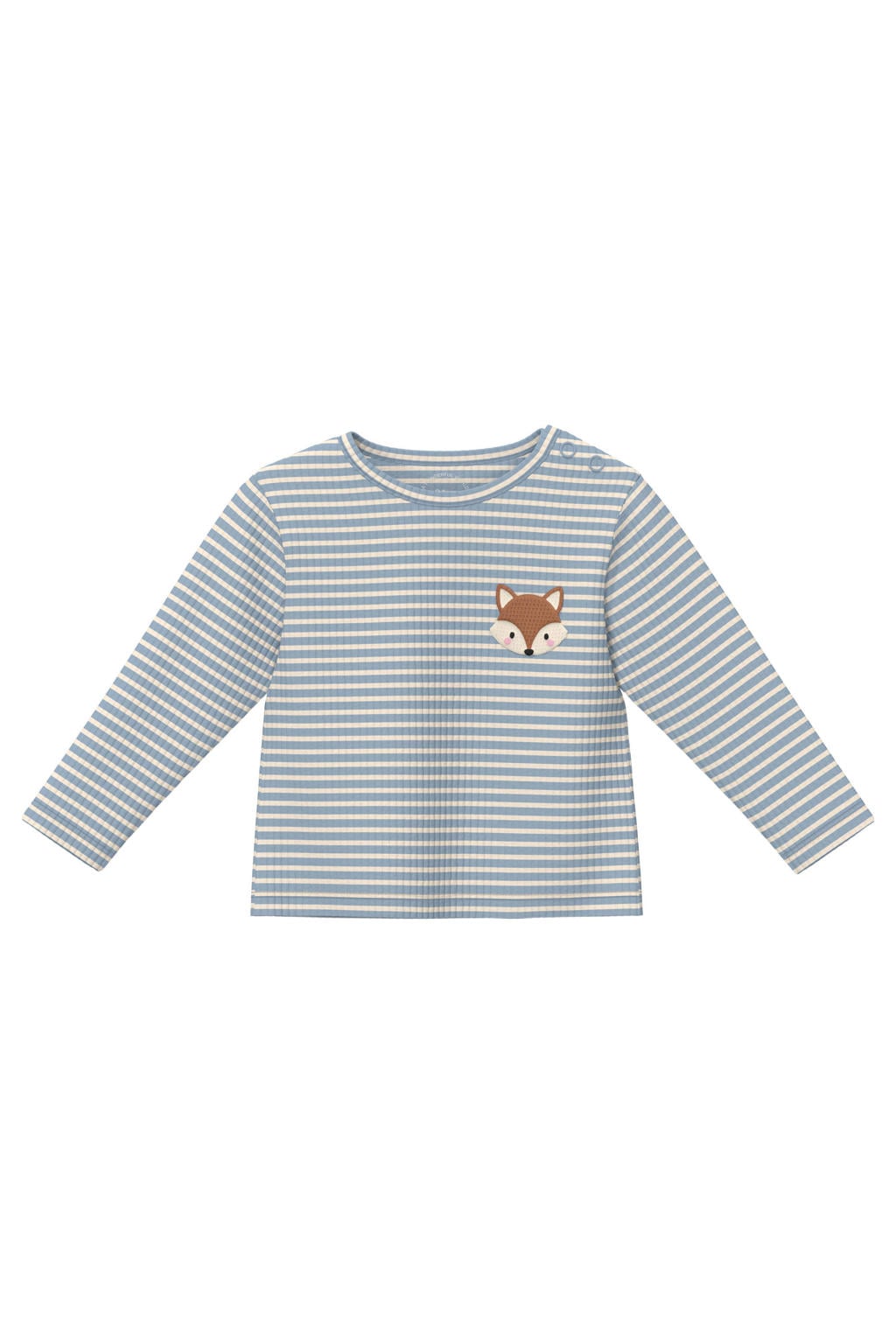 Blauwe meisjes s.Oliver van stretchkatoen met strepenprint, lange mouwen, ronde hals en drukknoopsluiting