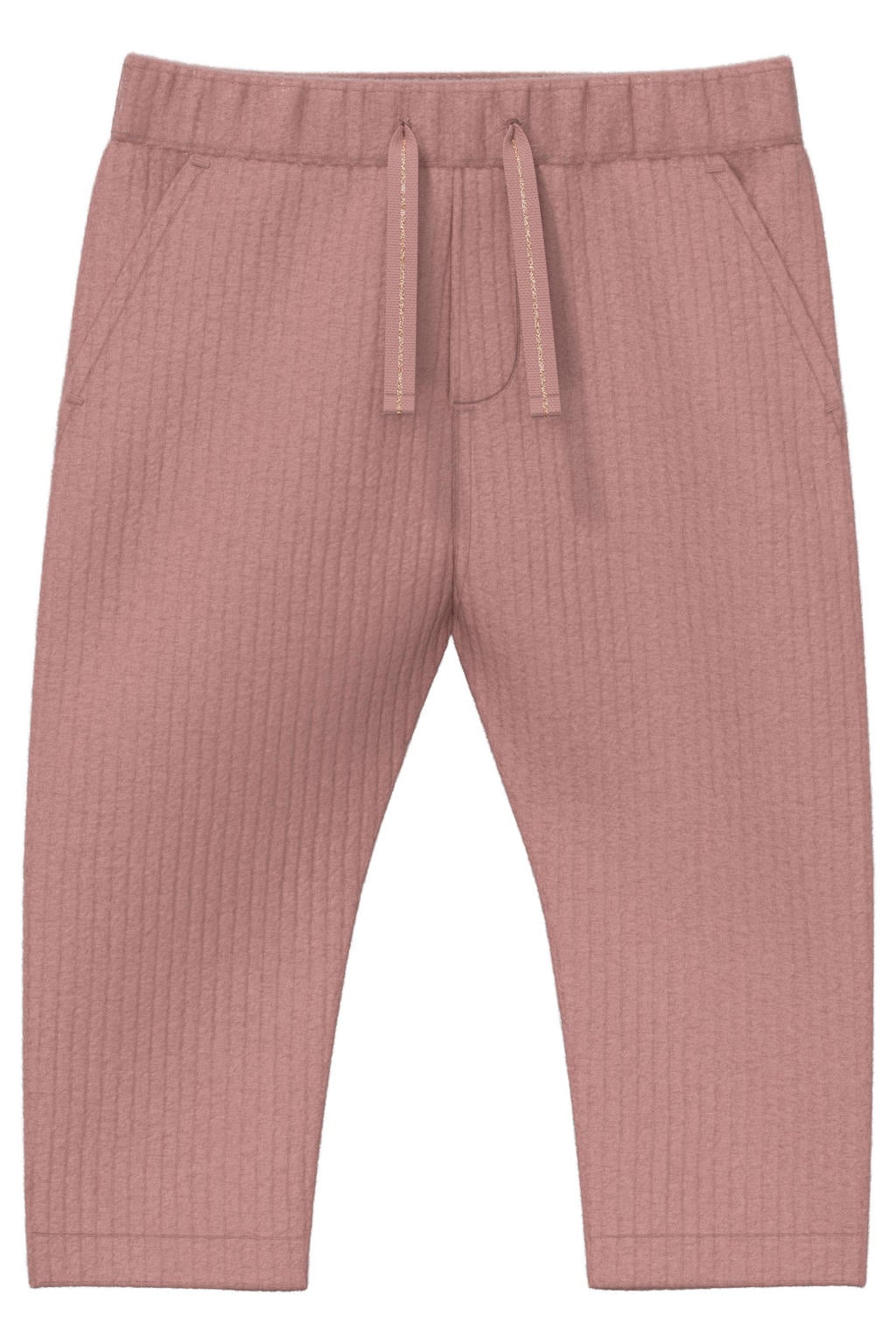 Oudroze jongens s.Oliver katoenen babybroek met elastische tailleband met koord