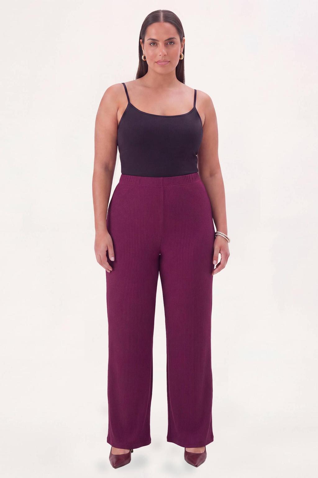 YOEK straight leg broek Plus Size - paars