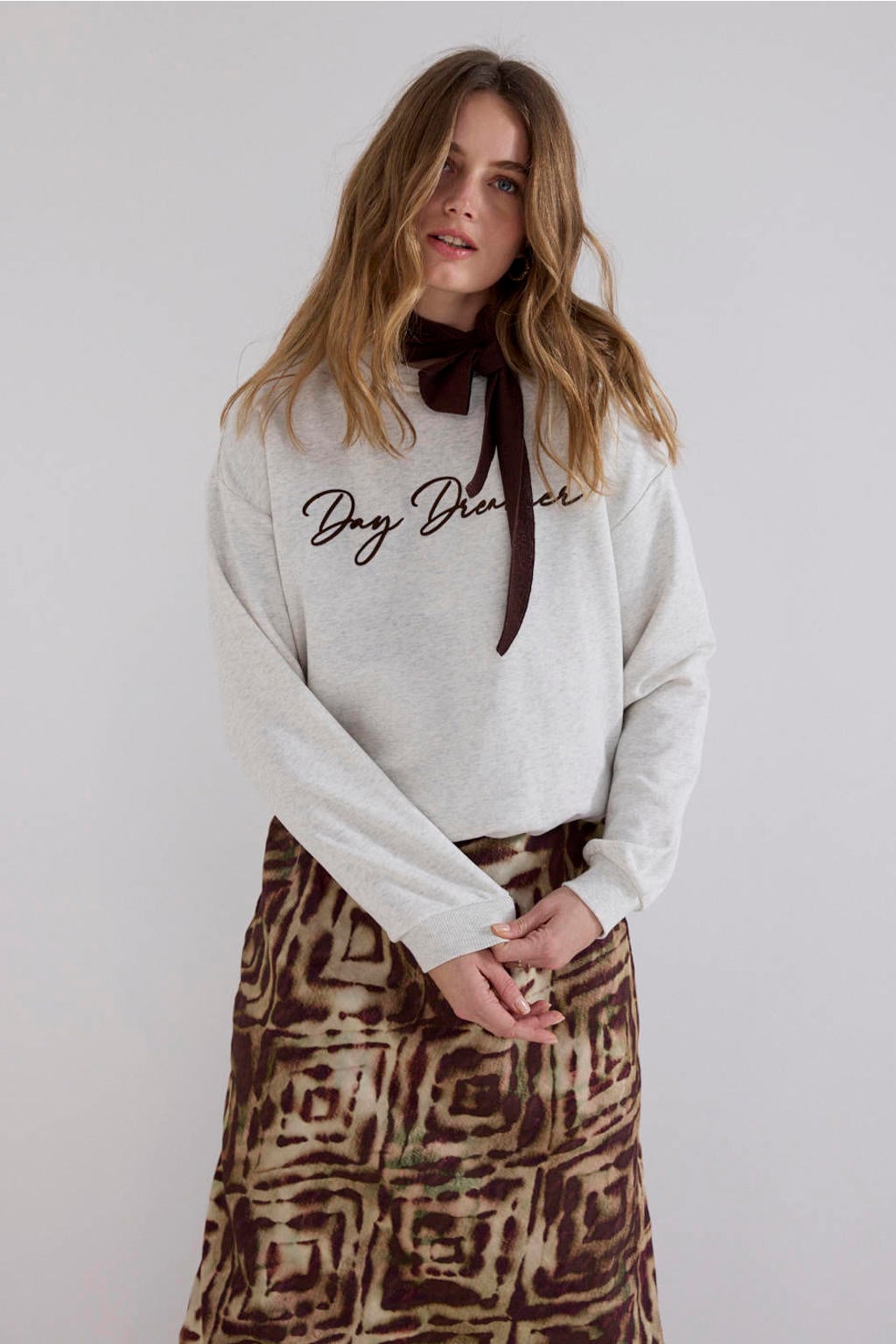 Tramontana sweater met tekst - grijs