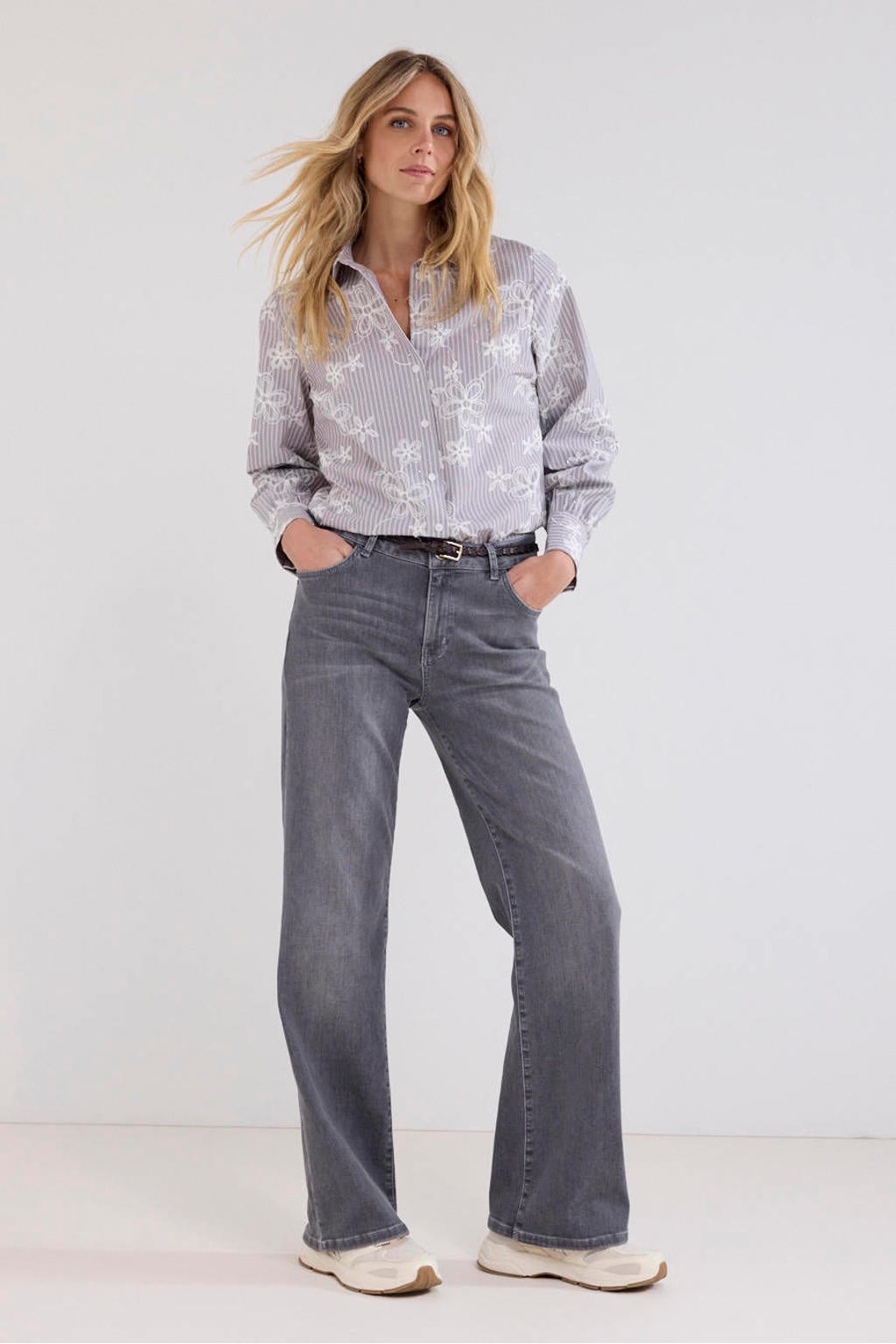 Tramontana gestreepte blouse - lichtblauw