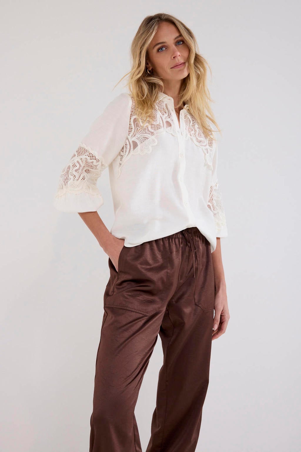 Tramontana gebloemde blouse - wit