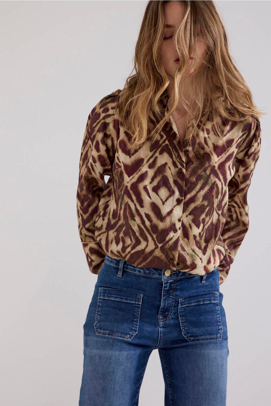 Tramontana blouse met print - bruin