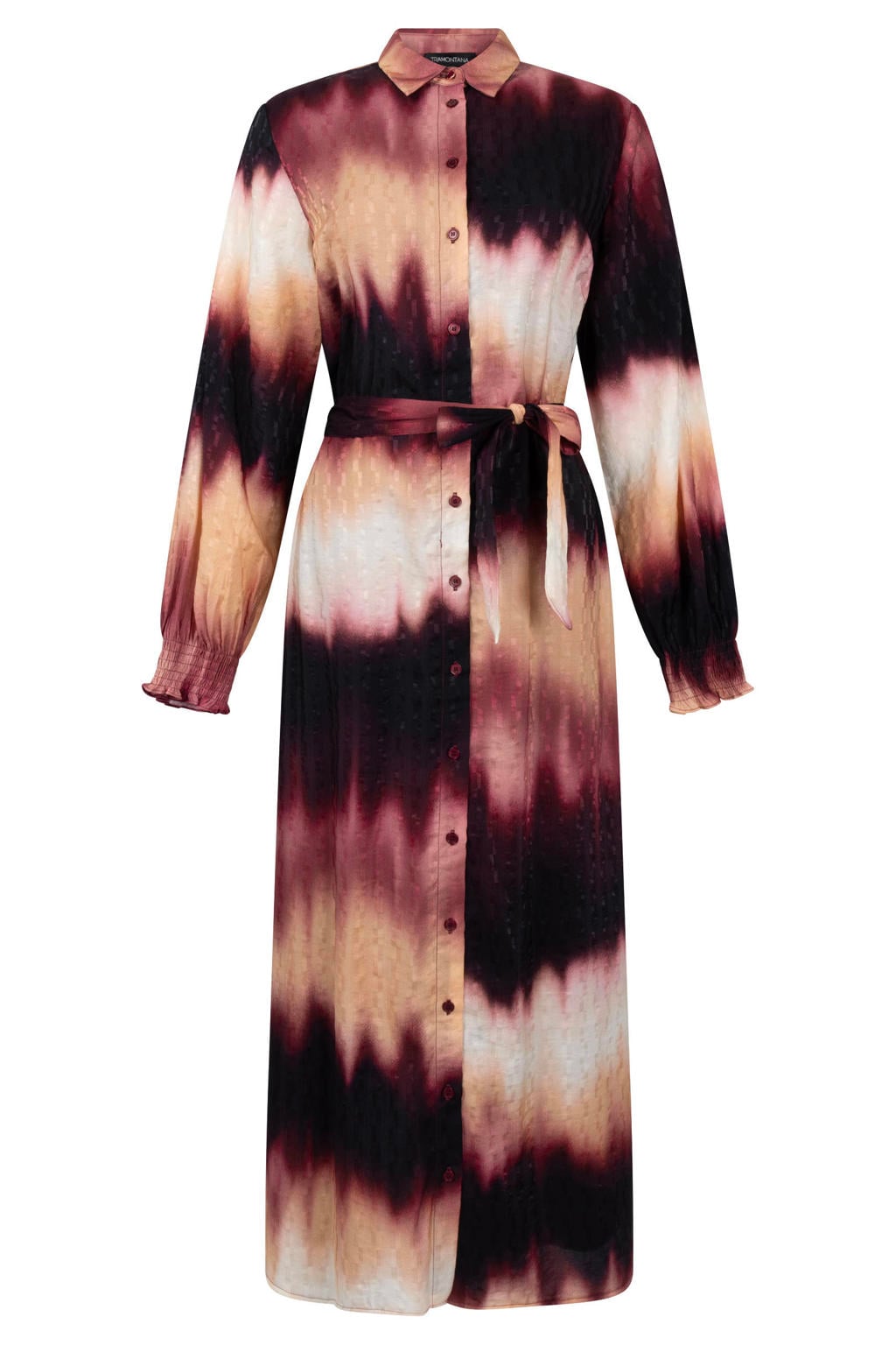 Multikleurige dames Tramontana blousejurk meerkleurig van lyocell met lange mouwen, klassieke kraag en knoopsluiting