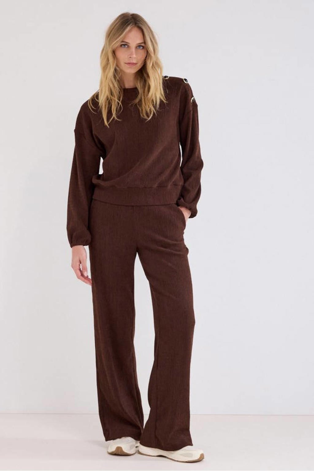 Tramontana loose fit broek - donkerbruin