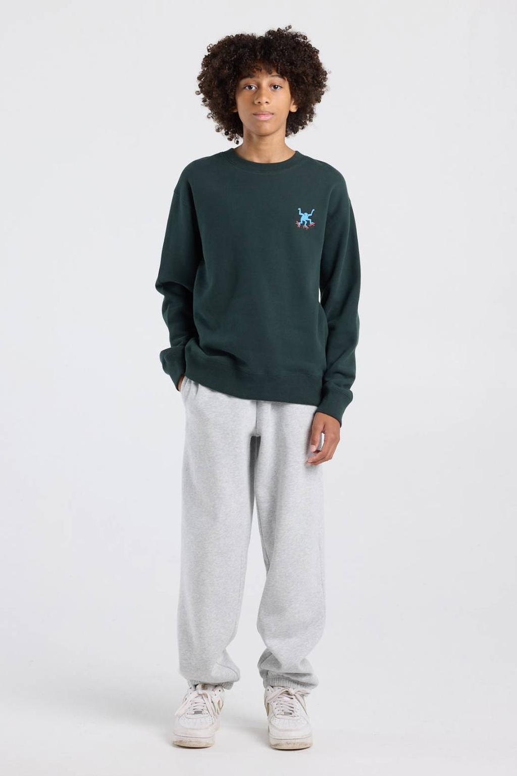 America Today sweater met print - donkergroen