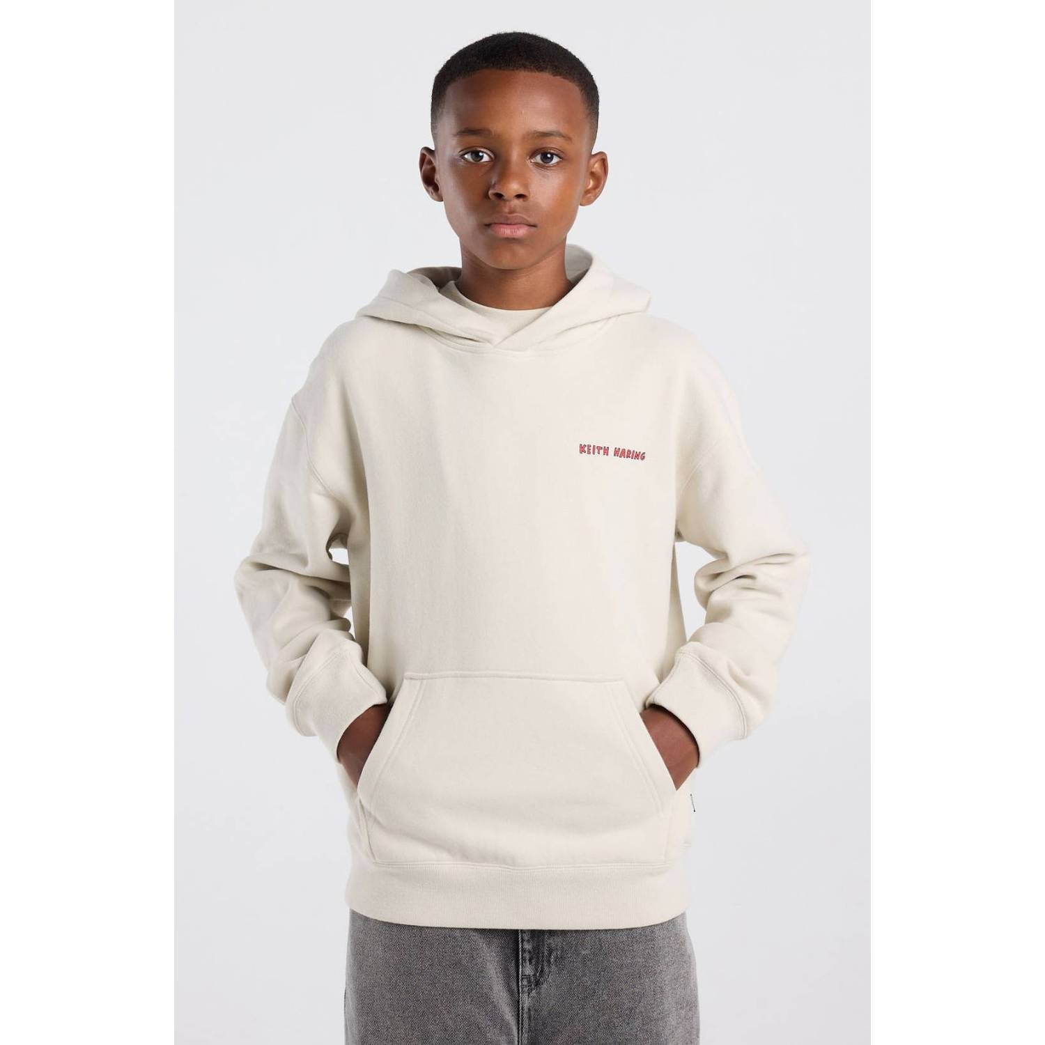 America Today hoodie met backprint ecru geel rood