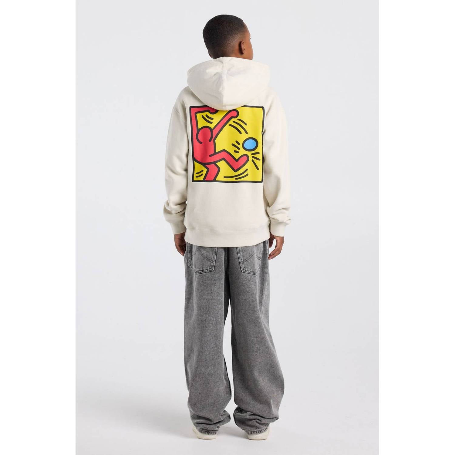 America Today hoodie met backprint ecru geel rood