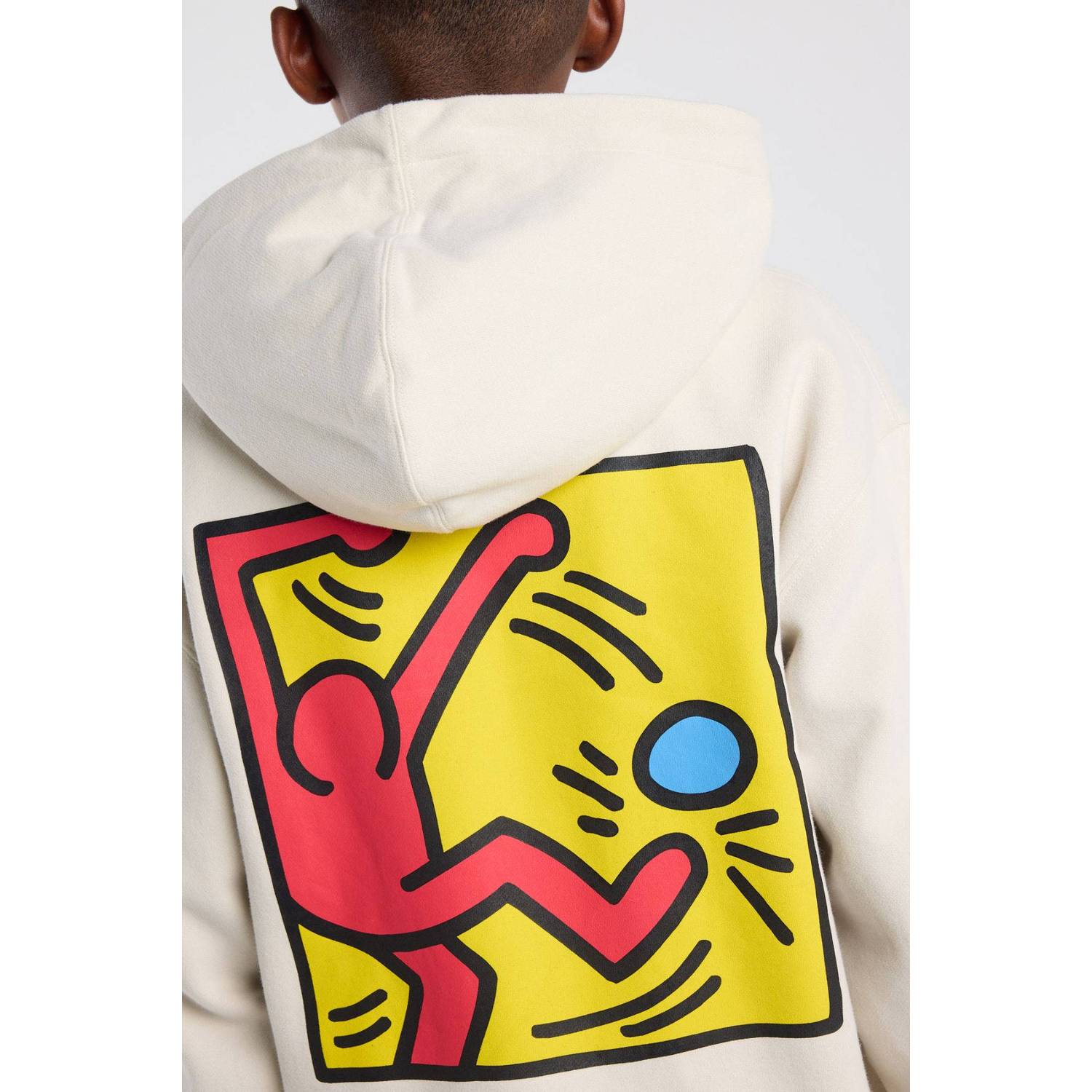 America Today hoodie met backprint ecru geel rood