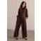 Yest wide leg broek met corduroy details - bruin