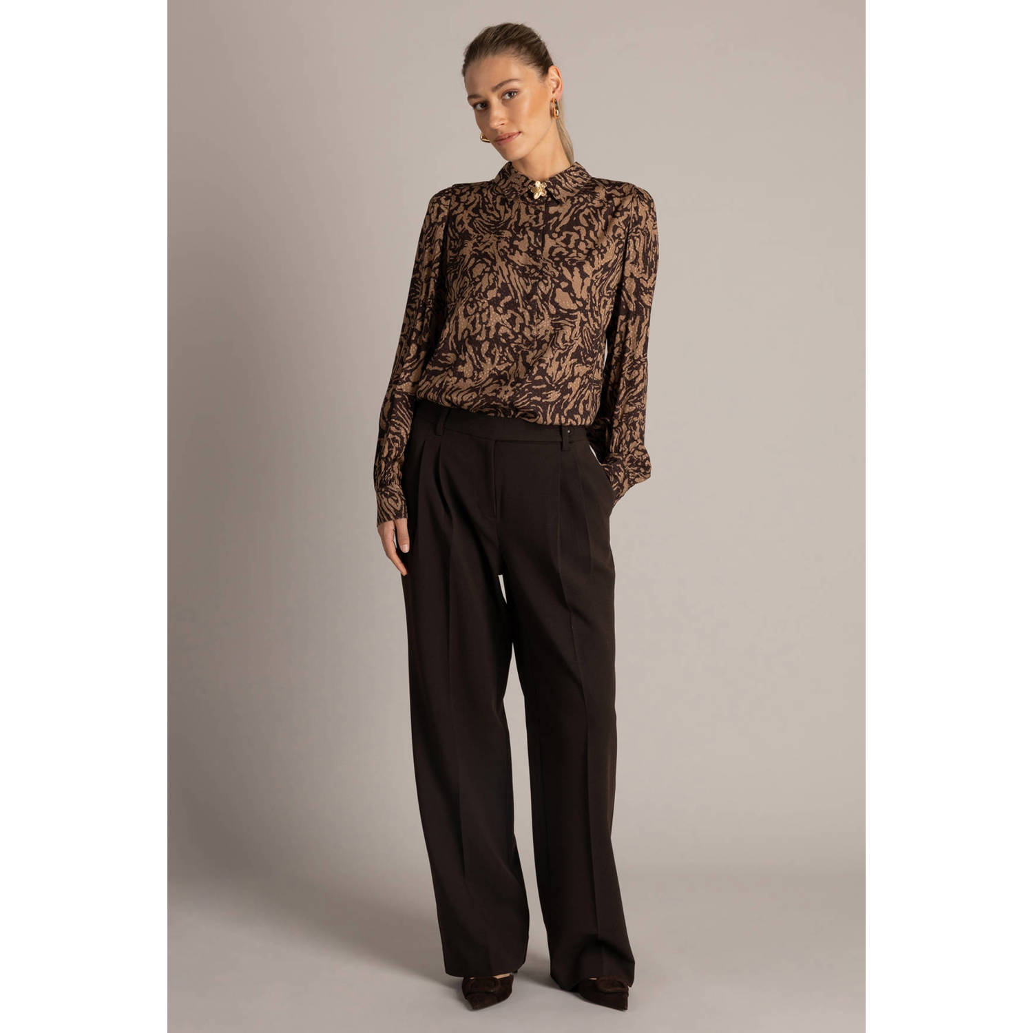 Yest blouse met print bruin