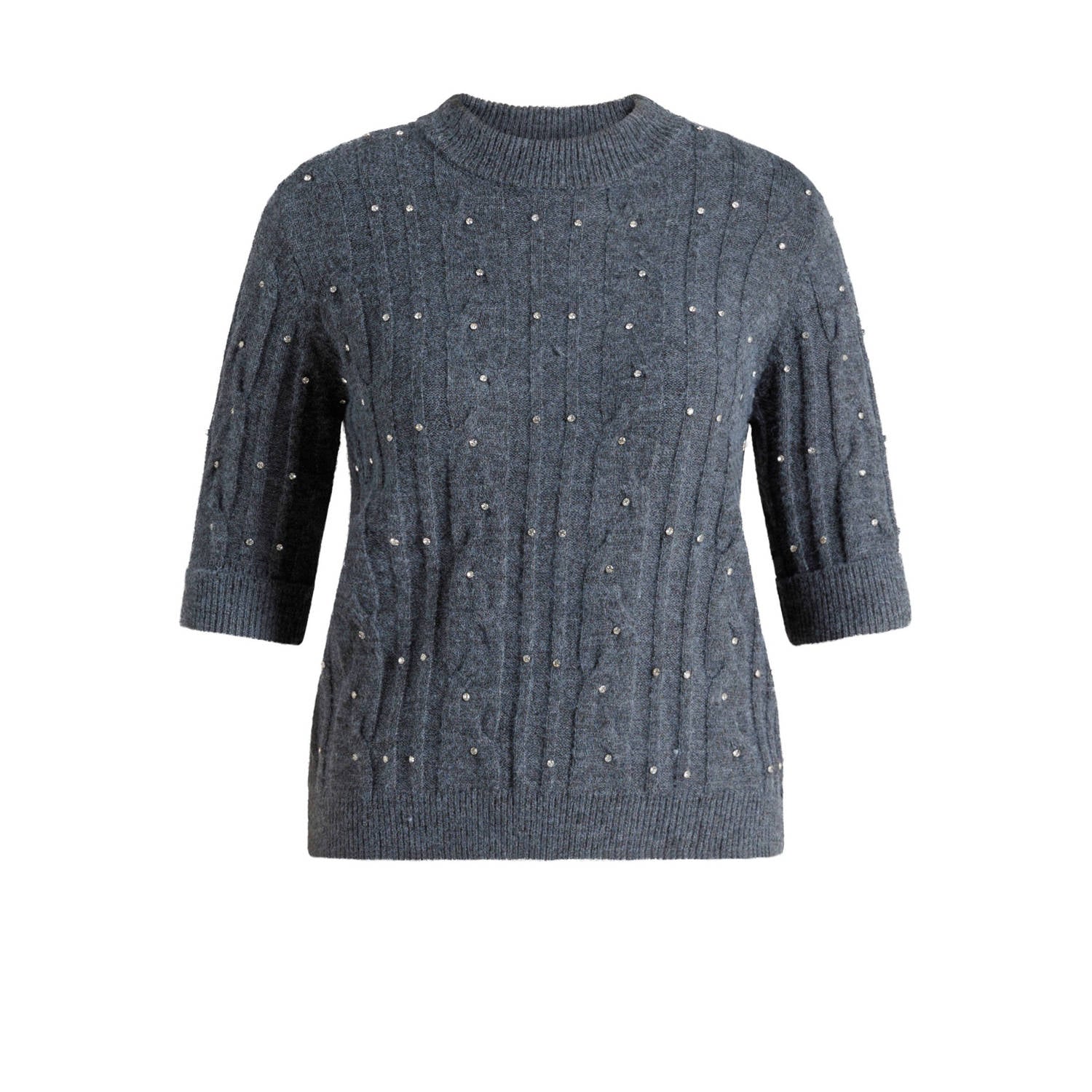 Yest pullover met strass-steentjes grijs