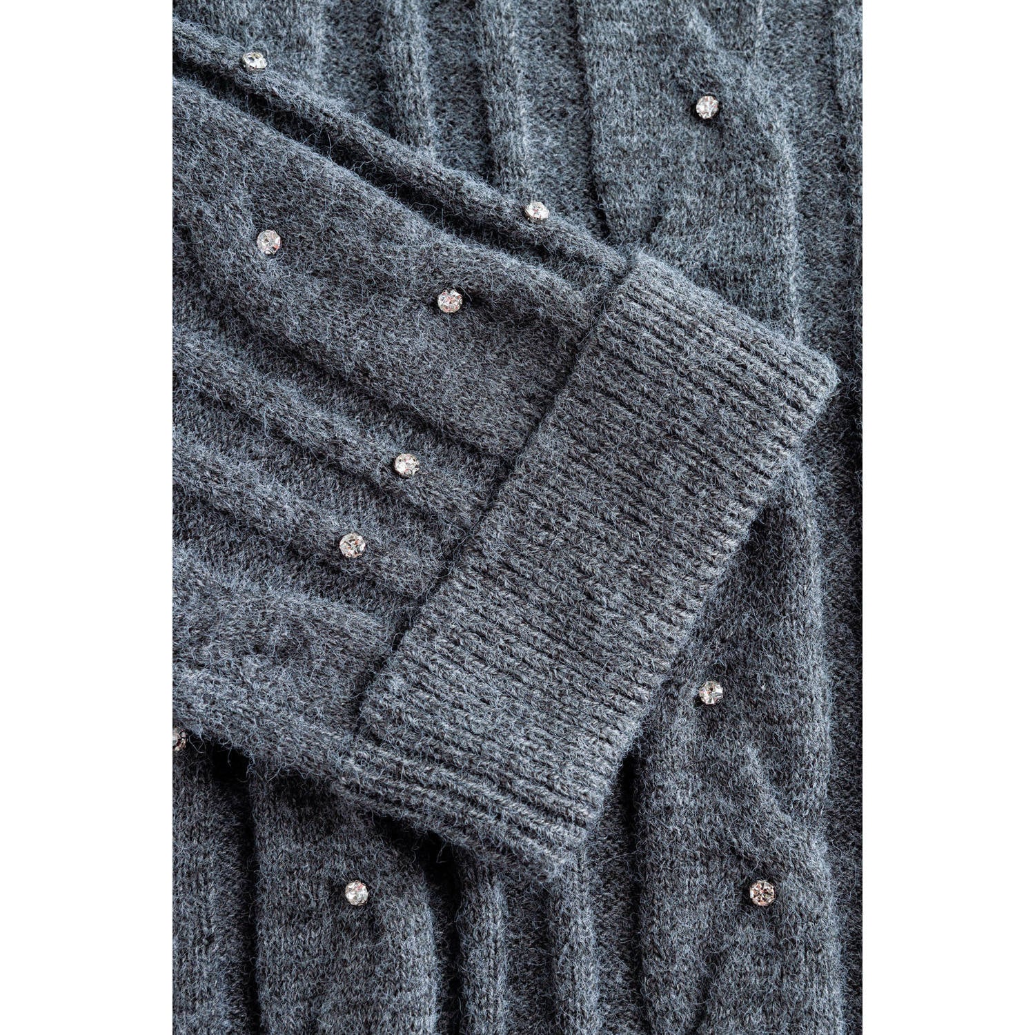 Yest pullover met strass-steentjes grijs