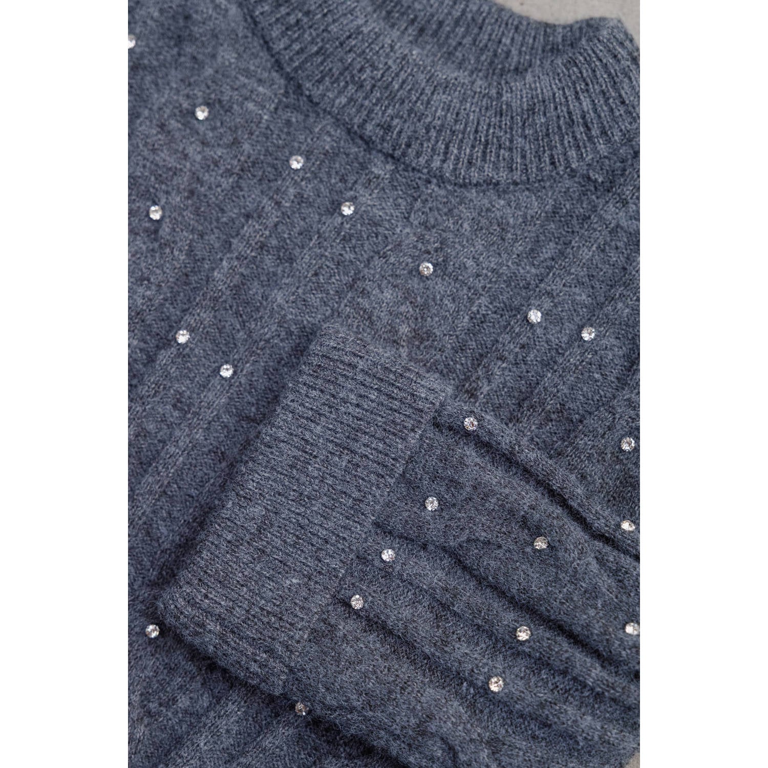 Yest pullover met strass-steentjes grijs