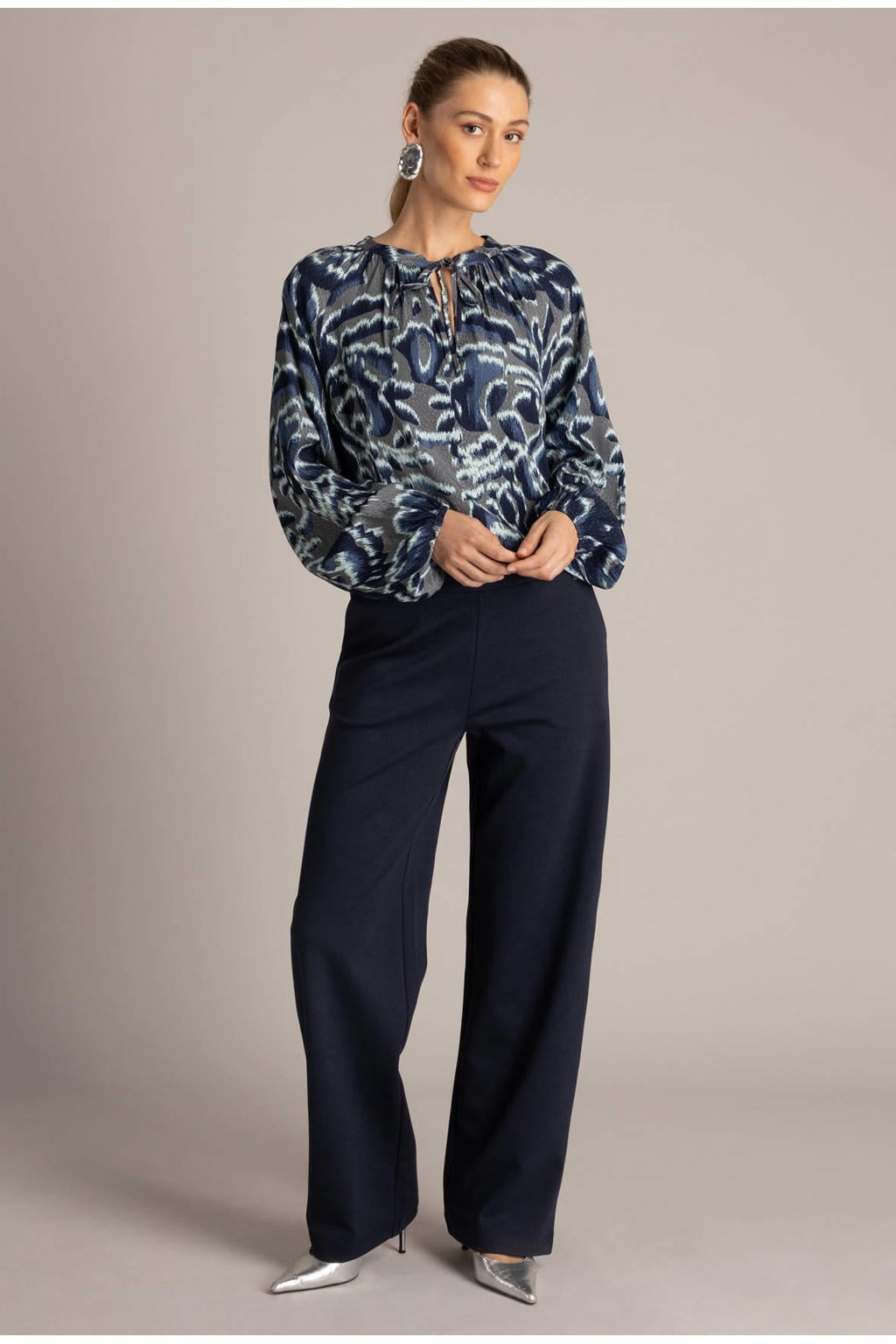 Yest blouse met print - grijs/meerkleurig