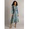 Ivy Beau jurk met col, ceintuur en print - blauw