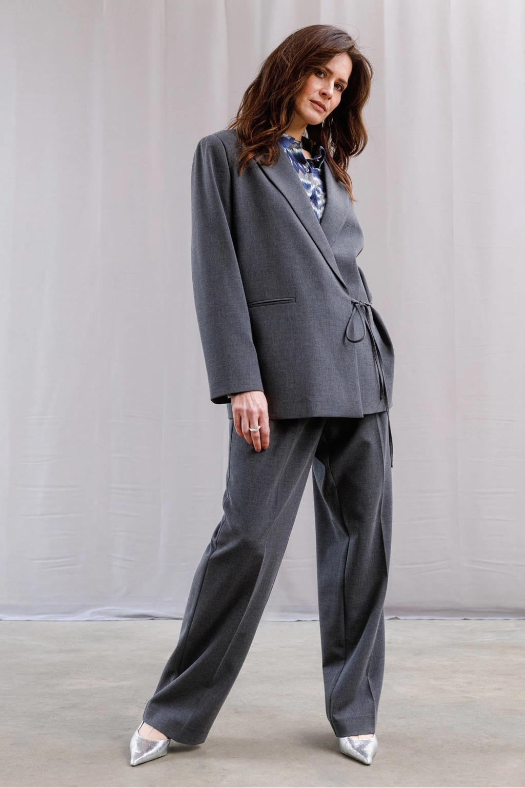 Yest regular blazer - grijs