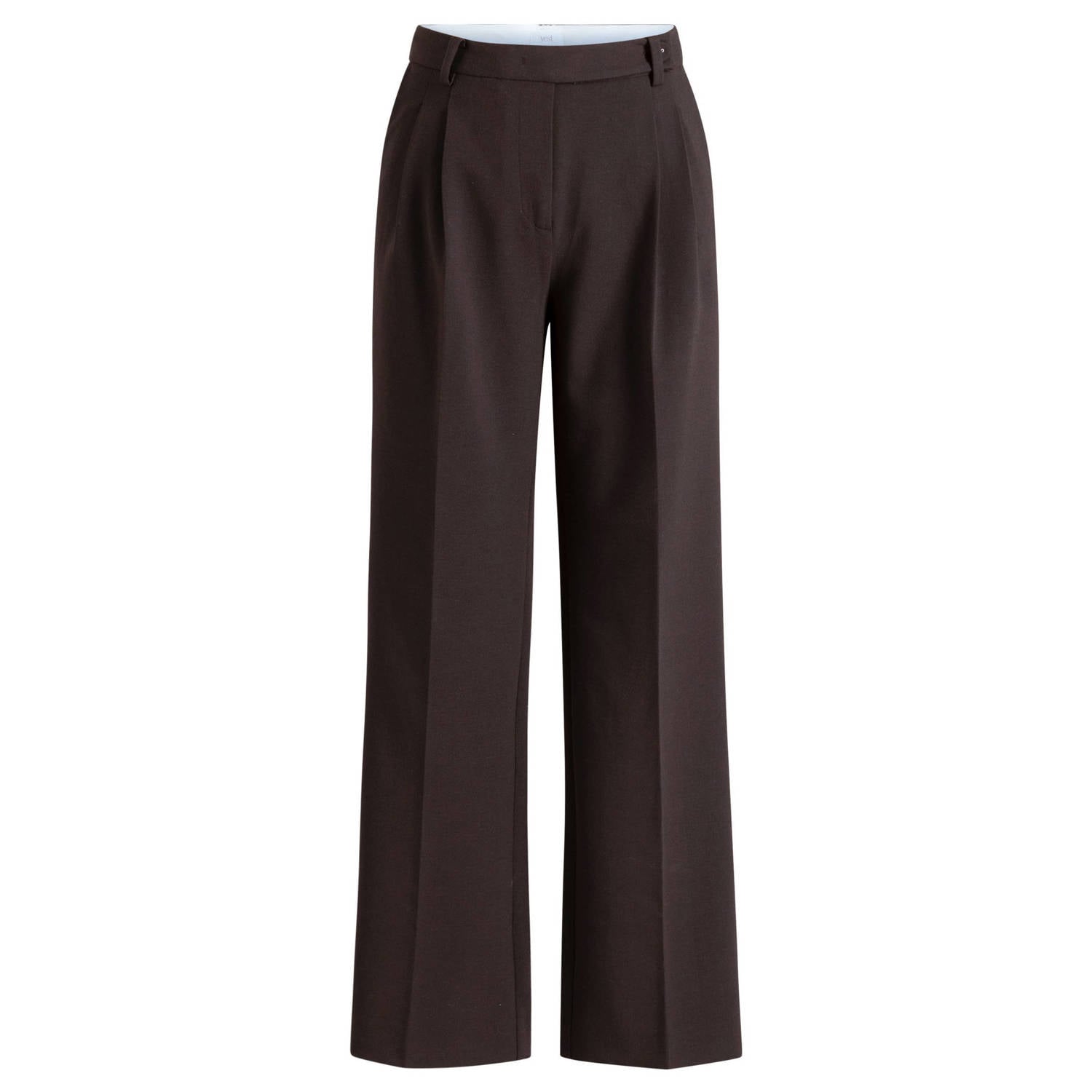 Yest wide leg broek met plooien bruin