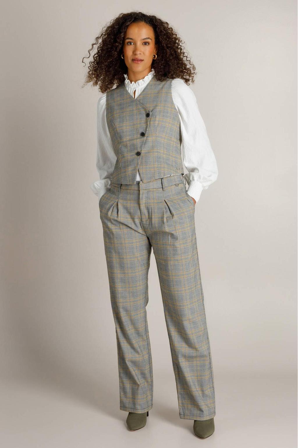 Witte dames Ivy Beau top van polyester met effen en lange mouwen