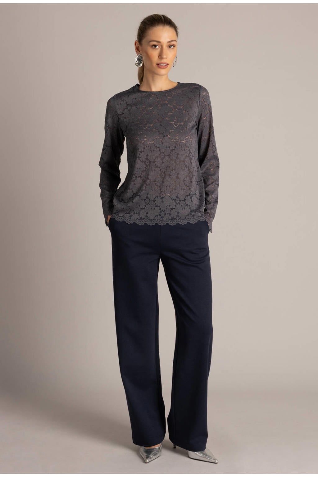 Yest wide leg broek - donkerblauw