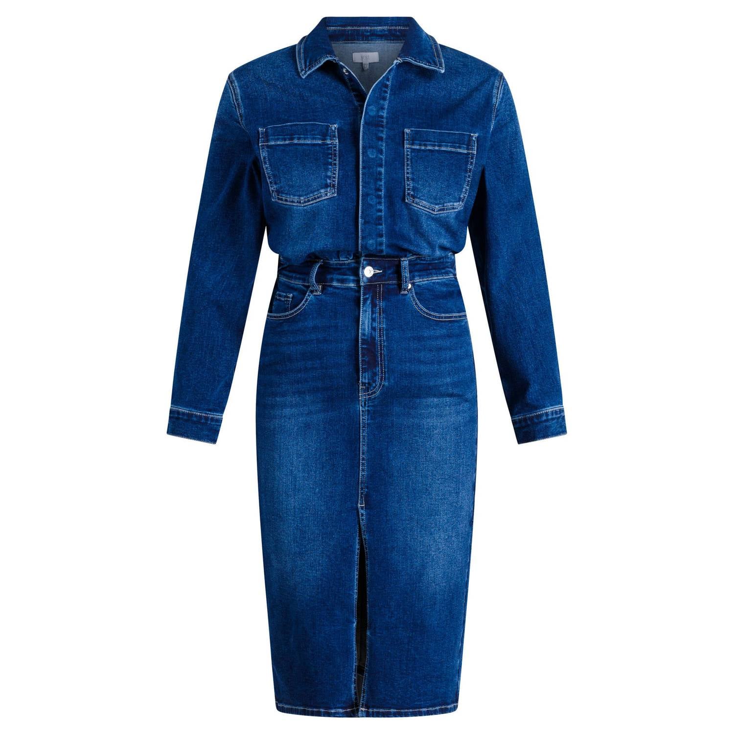 Yest midi spijkerjurk dark blue denim