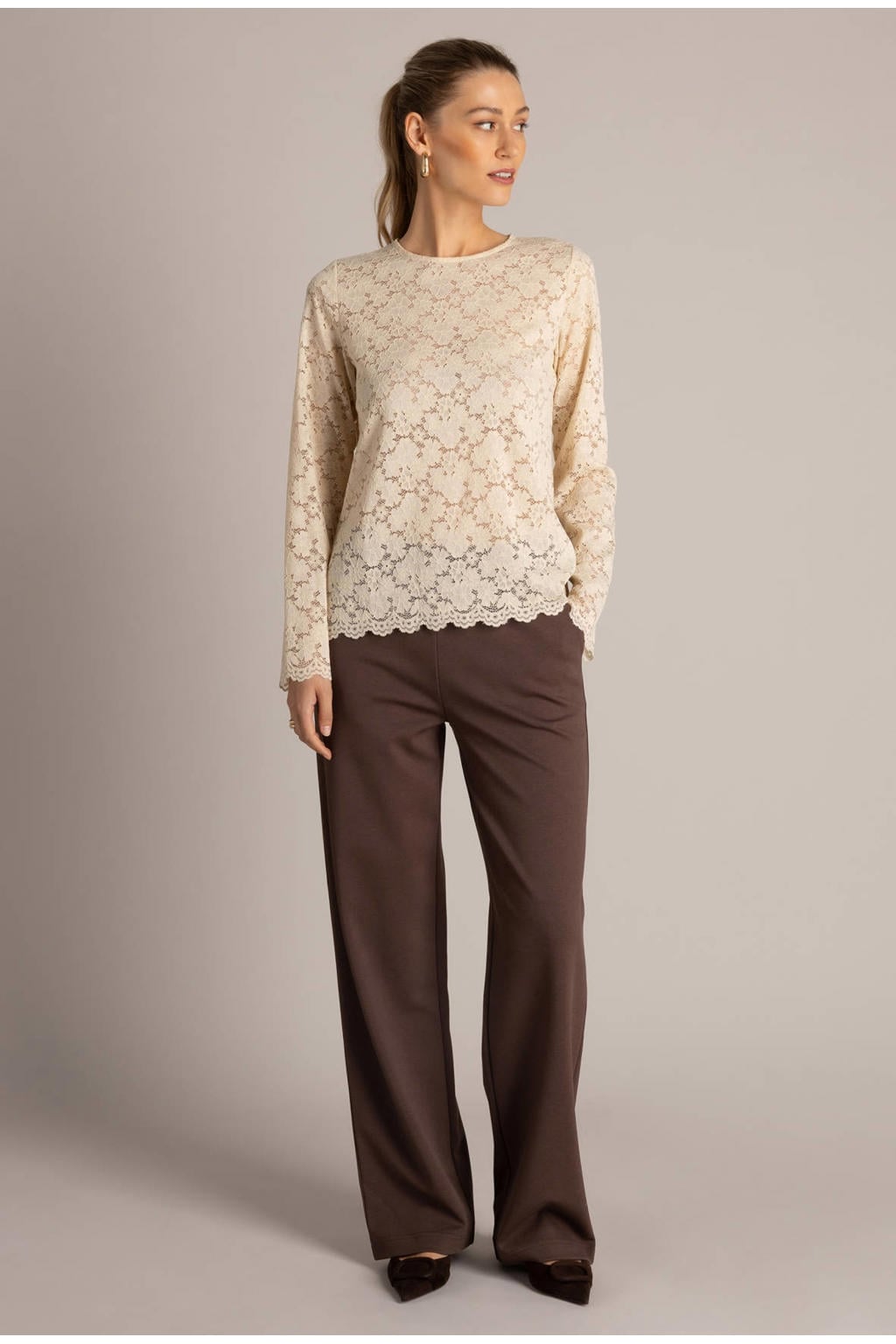 Yest wide leg broek - bruin
