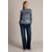 Yest top met print - grijs/blauw