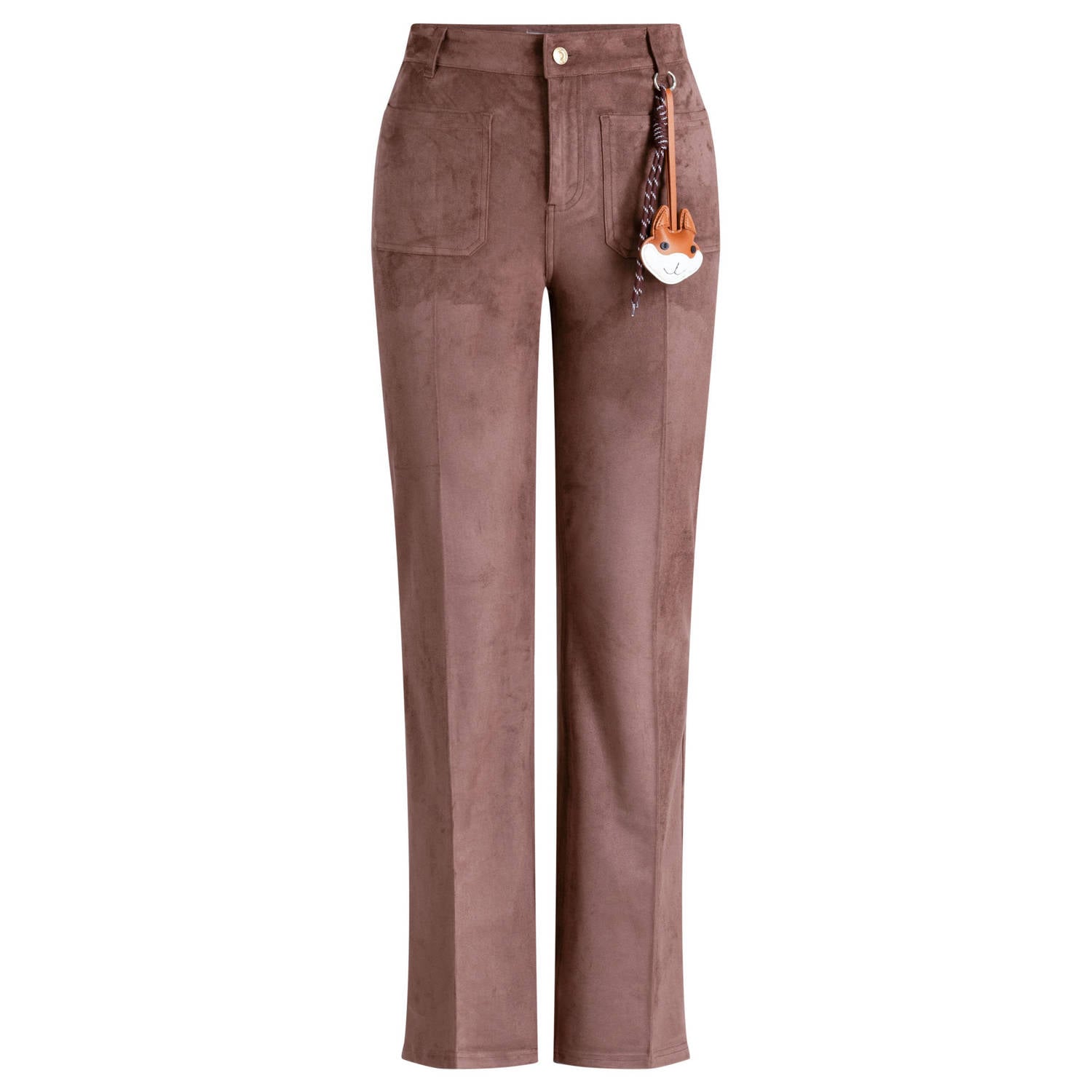 Yest suèdelook regular waist flared broek bruin
