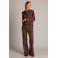 Yest suèdelook regular waist flared broek - bruin