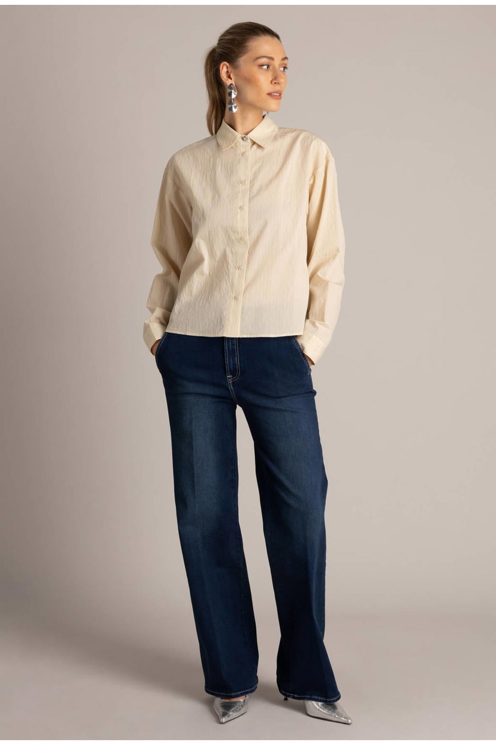 Yest blouse met krijtstreep - ecru