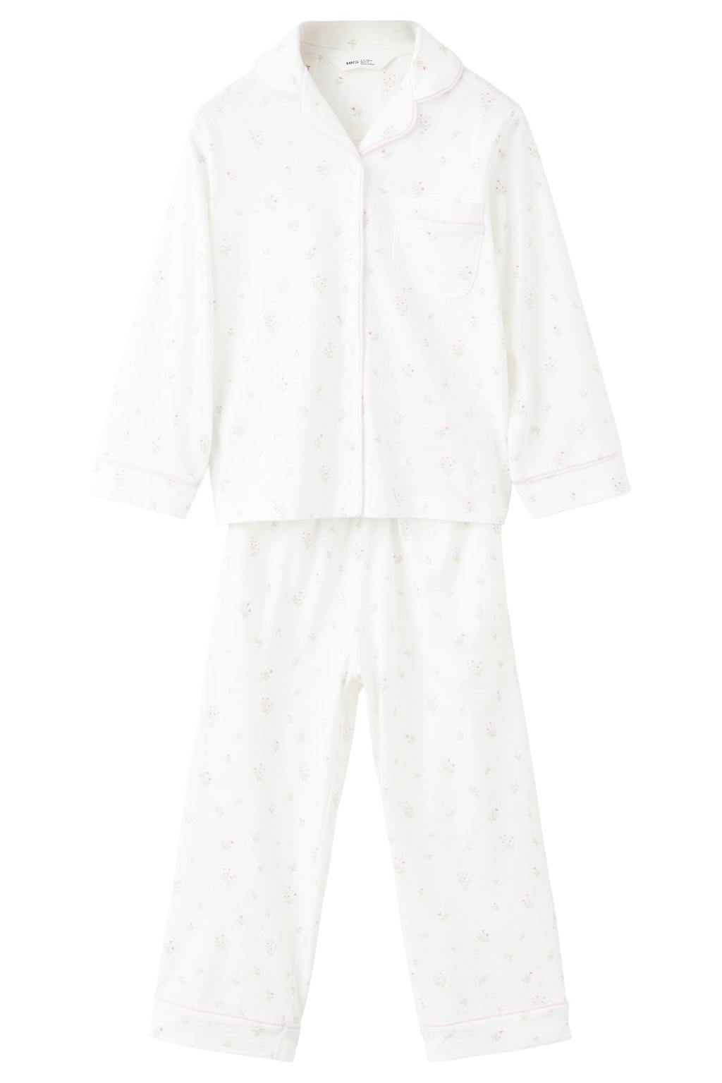 Mango Kids gebloemde pyjama - naturel/wit/roze
