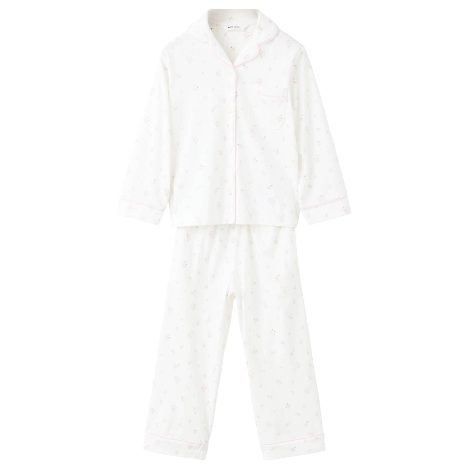 Mango Kids gebloemde pyjama naturel wit roze