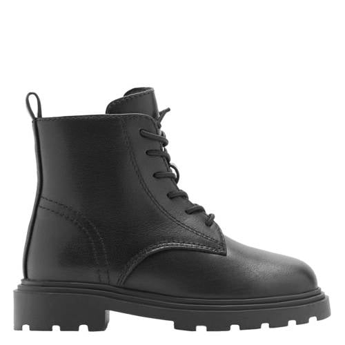 Mango Kids leren enkelboots met profielzool zwart