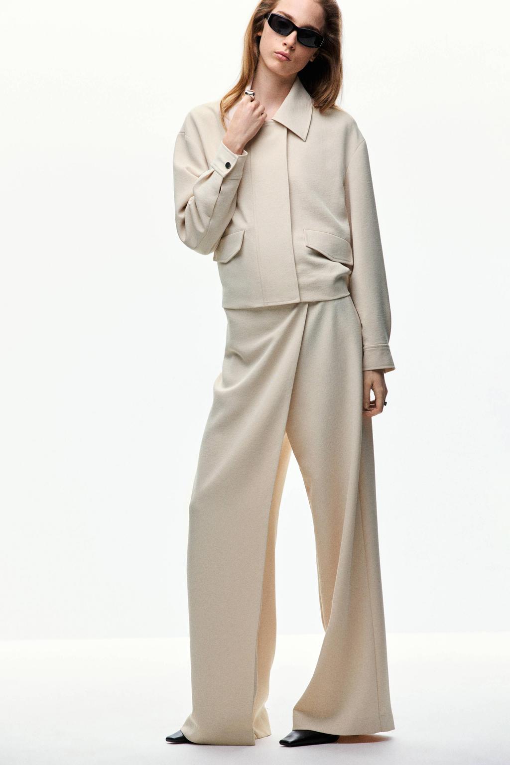 Beige dames Mango jasje van polyester met effen, lange mouwen en klassieke kraag