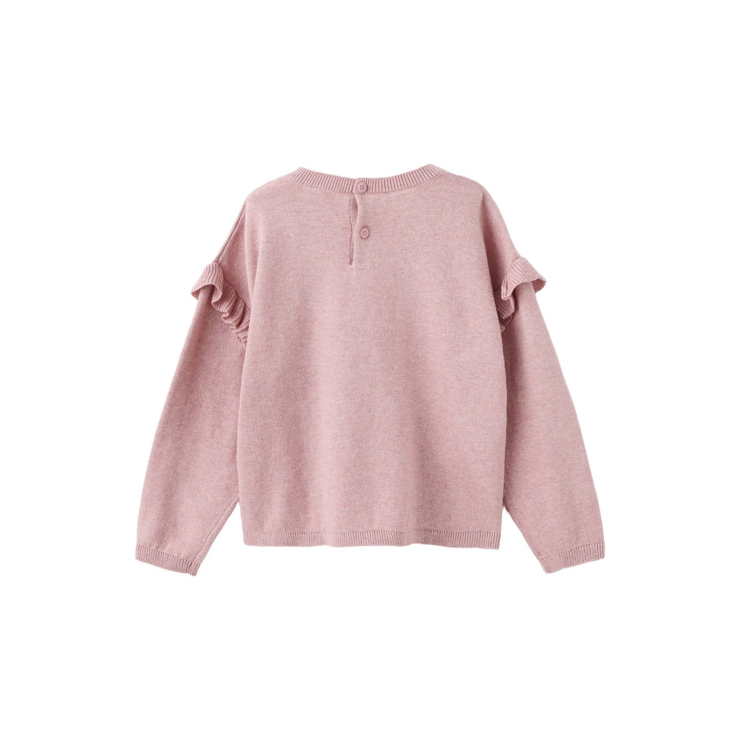 Mango Kids katoenen gebreide trui met ruches roze