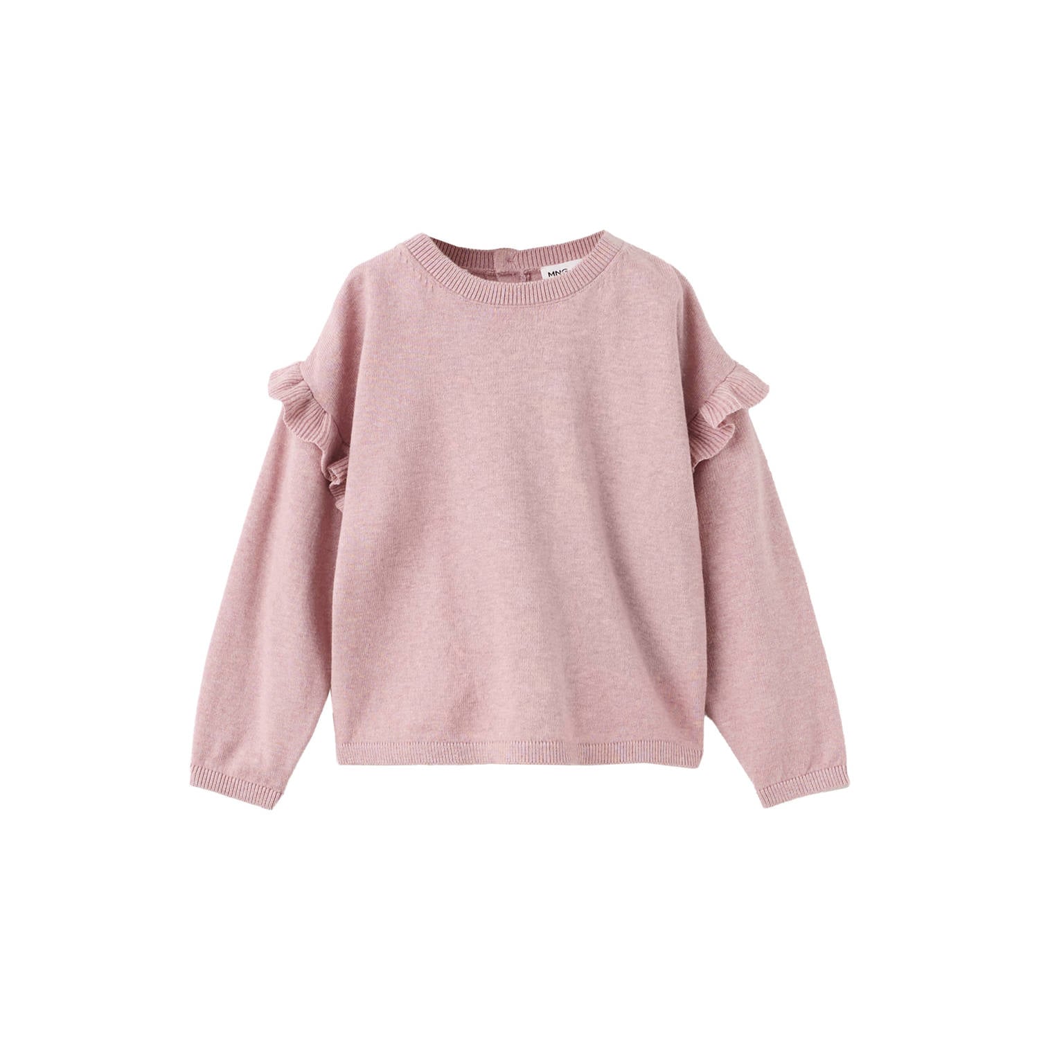 Mango Kids katoenen gebreide trui met ruches roze