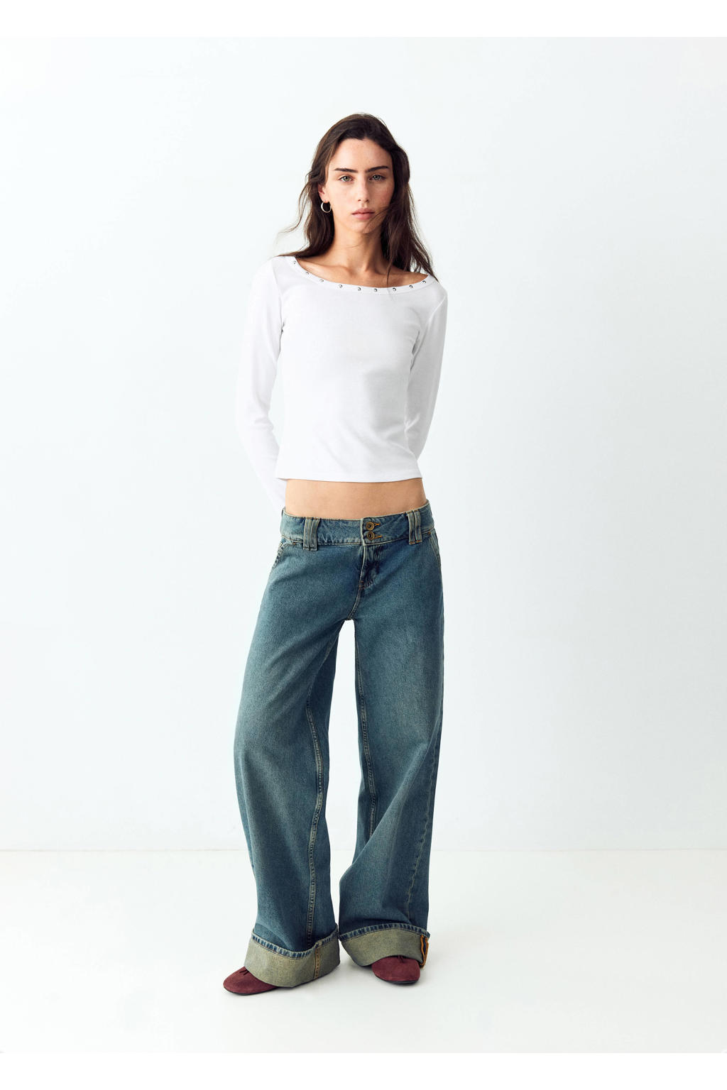 MANGO TEEN longsleeve met studs - wit