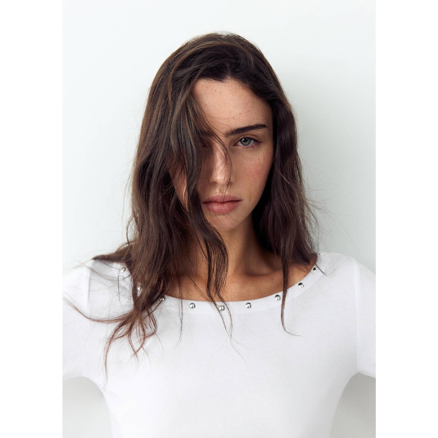 MANGO TEEN longsleeve met studs wit