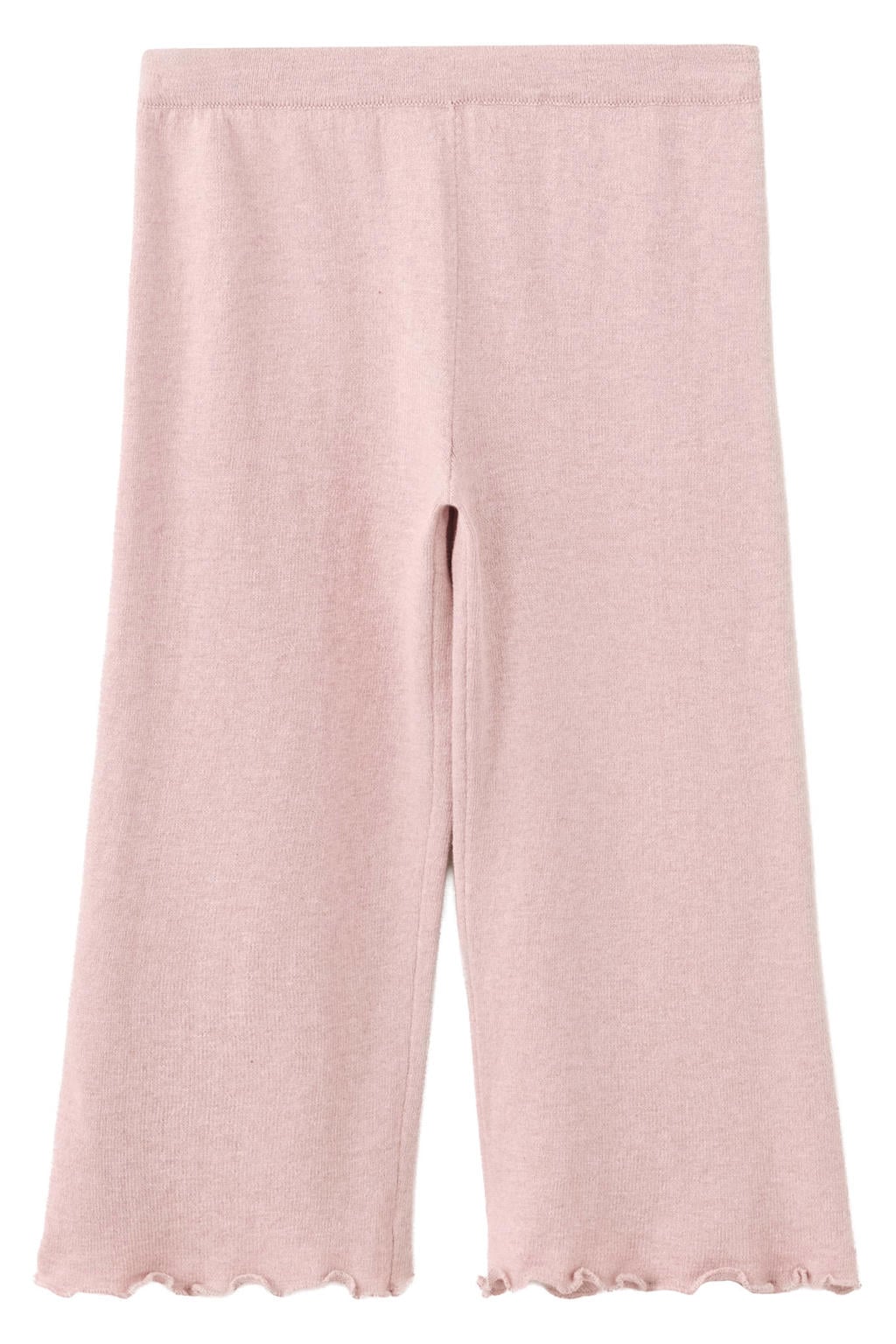 Roze meisjes Mango Kids casual broek van katoen met elastische tailleband en effen