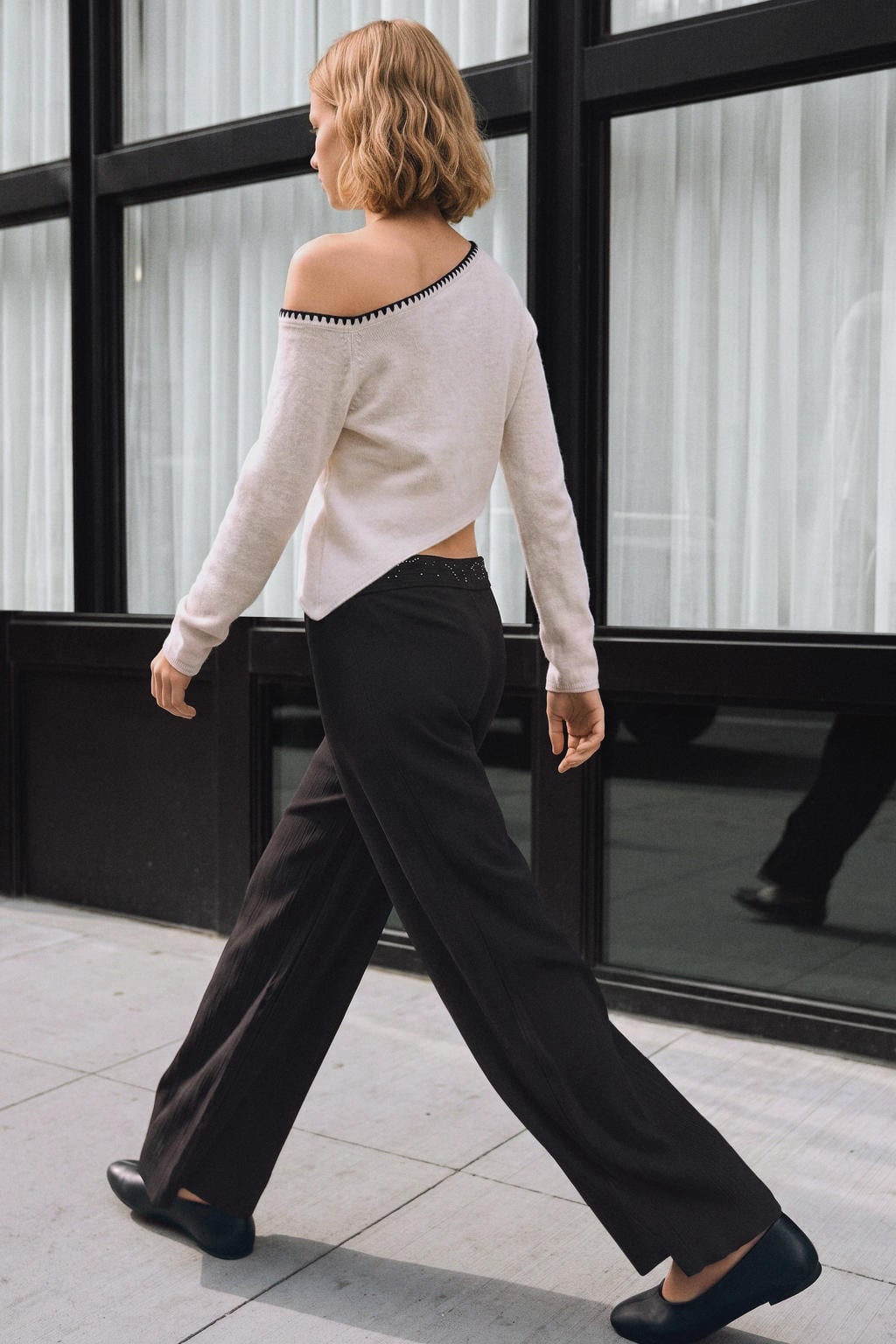 Antraciete meisjes MANGO TEEN casual broek van viscose met striksluiting en effen