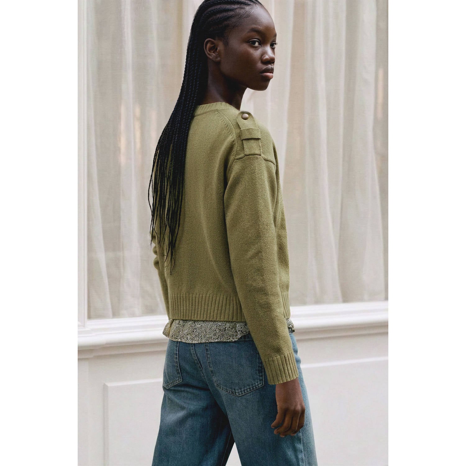 MANGO TEEN gebreide trui kaki