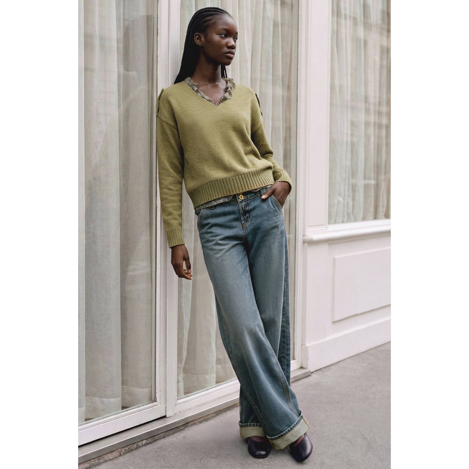 MANGO TEEN gebreide trui kaki