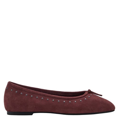 MANGO TEEN suède ballerina’s met studs donkerrood
