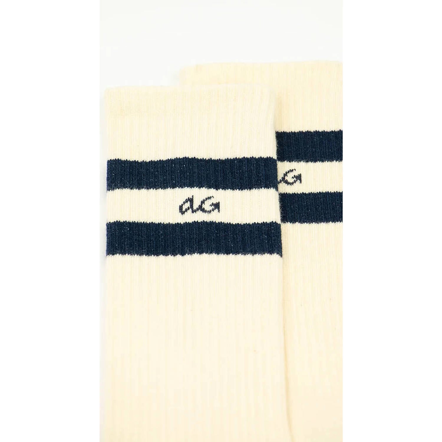 Alfredo Gonzales sokken Athletic Stripes ecru donkerblauw