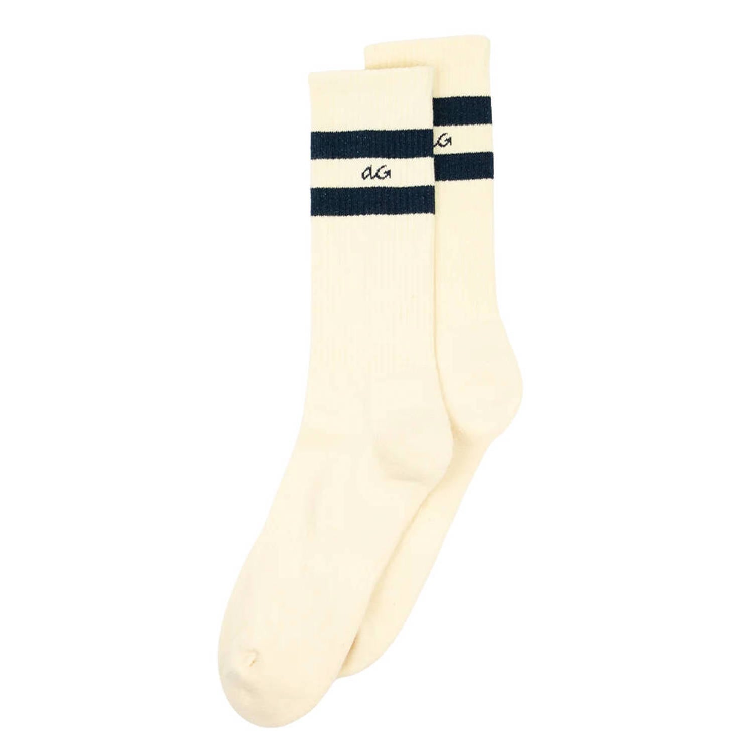 Alfredo Gonzales sokken Athletic Stripes ecru donkerblauw