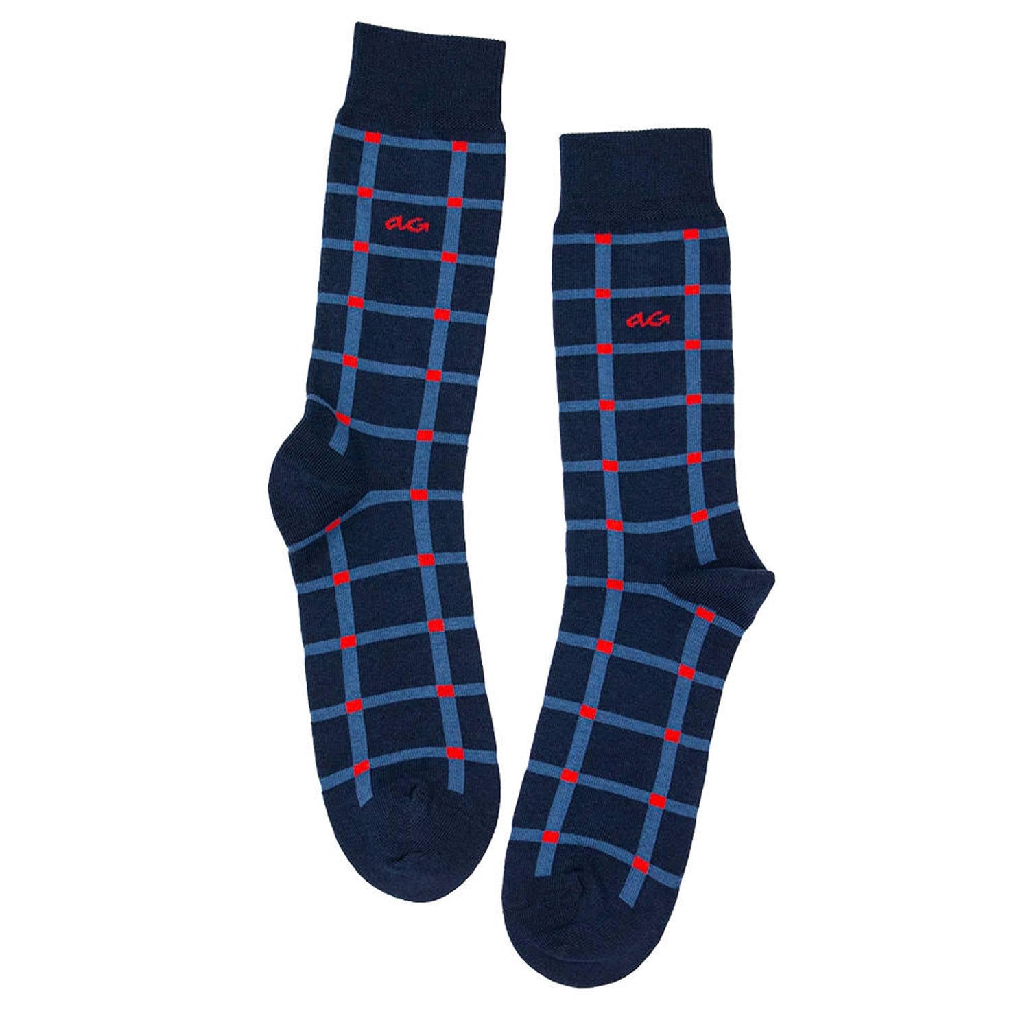 Alfredo Gonzales sokken Plaid donkerblauw