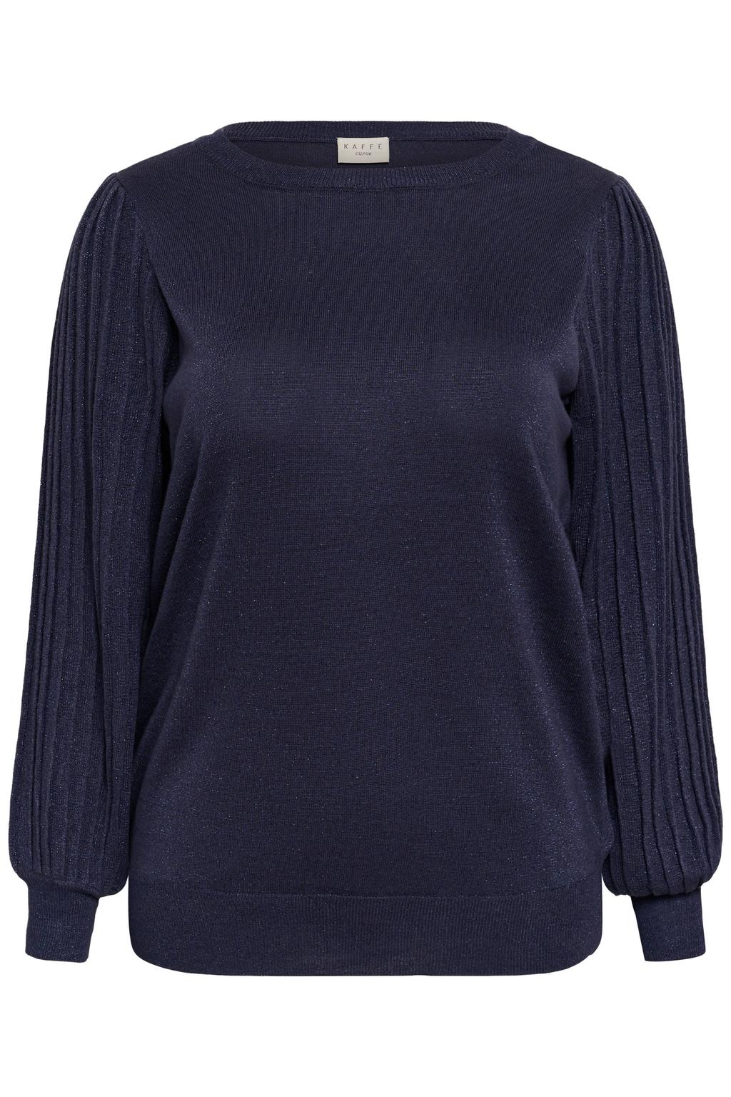Kaffe Curve Plus Size gebreide trui met glitters - grijs