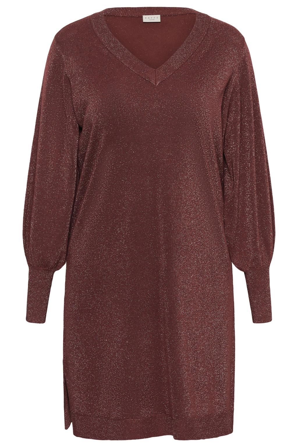 Kaffe Curve Plus Size glitterjurk - donkerrood