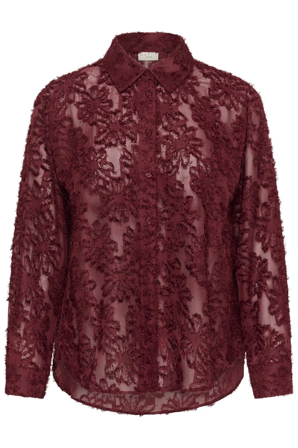 Kaffe Curve Plus Size semitransparante blouse - rood